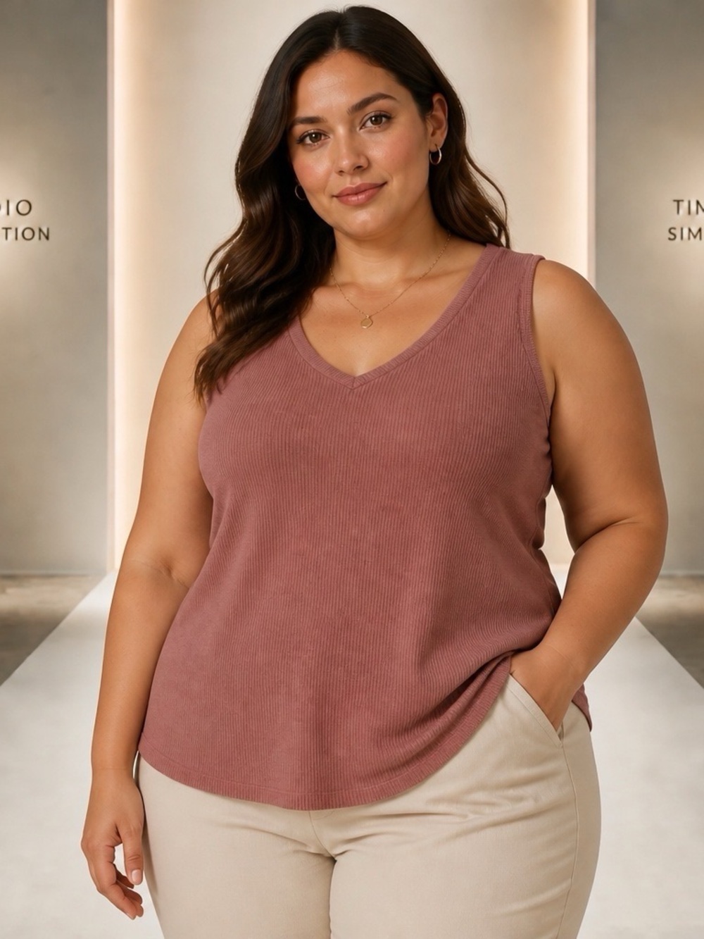 LuLaRoe Ribbed V-Neck Tank Top in Dusty Rose